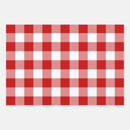 Red White Gingham Check Pset Inpakpapier Vel (Voorkant 2)