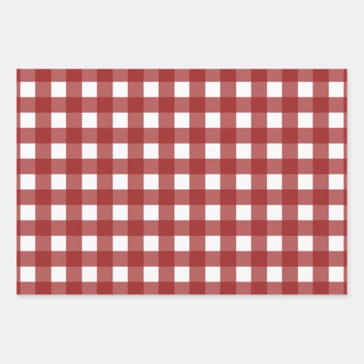 Red White Gingham Check Pset Inpakpapier Vel (Voorkant 3)