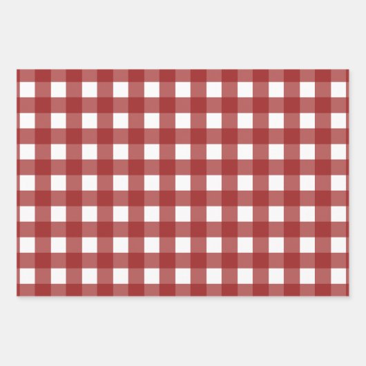 Red White Gingham Check Pset Inpakpapier Vel (Voorkant 2)