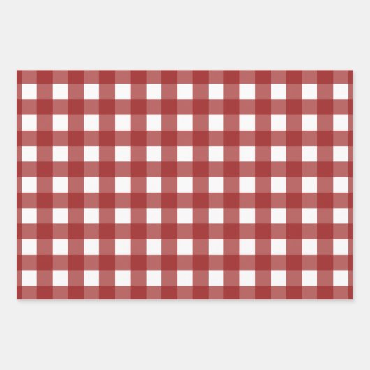 Red White Gingham Check Pset Inpakpapier Vel (Voorkant)