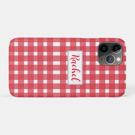 Red White Gingham, gepersonaliseerd Case-Mate iPhone Case (Achterkant (horizontaal))