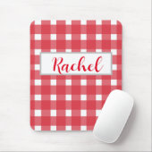 Red White Gingham, gepersonaliseerd Muismat (Met muis)