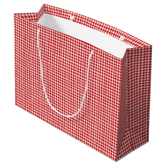 Red-White Gingham-GIFT BAG L Groot Cadeauzakje (Achterkant Gekanteld)