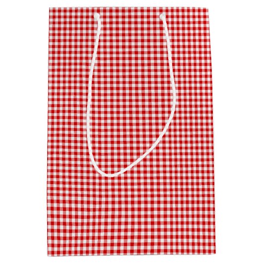 Red-White Gingham-GIFT BAG m Medium Cadeauzakje (Voorkant)