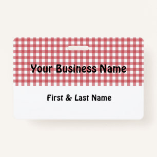 Red & White Gingham Name Badge