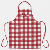 Red White Gingham Name & Initiaal Schort (Voorkant)