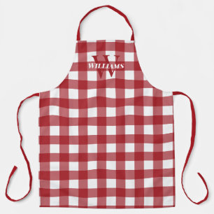 Red White Gingham Name & Initiaal Schort