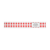 Red White Gingham Pattern Adreslabel Wikkel (Individueel)