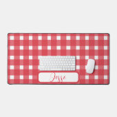 Red White Gingham Pattern Bureaumat (Keyboard & Muis)