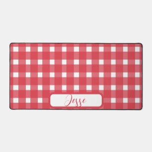 Red White Gingham Pattern Bureaumat