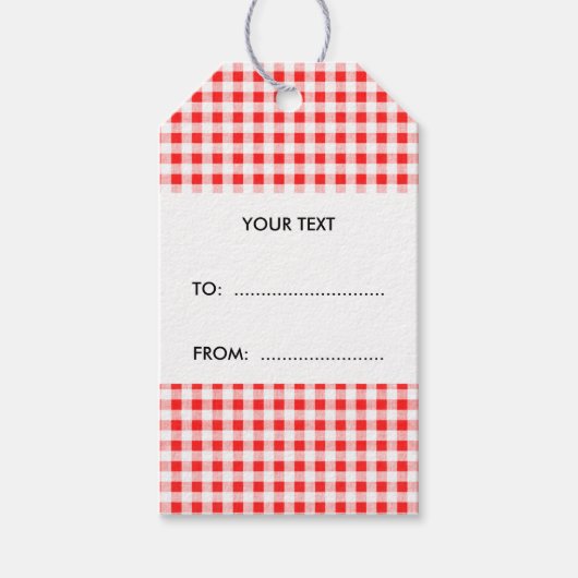Red White Gingham Pattern Cadeaulabel (Voorkant)