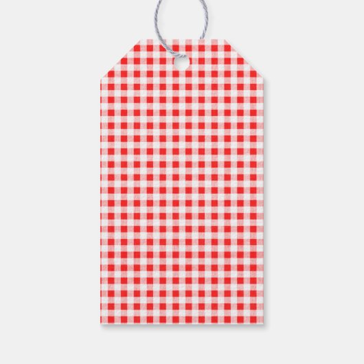Red White Gingham Pattern Cadeaulabel (Achterkant)
