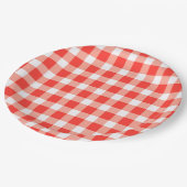 Red White Gingham Pattern Papieren Bordje (Gekanteld)
