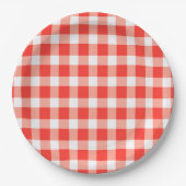 Red White Gingham Pattern Papieren Bordje (Voorkant)