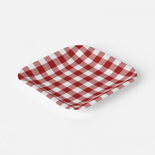 Red White Gingham Pattern Papieren Bordje (Gebogen)