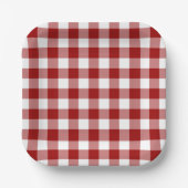 Red White Gingham Pattern Papieren Bordje (Voorkant)
