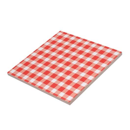Red White Gingham Pattern Tegeltje (Zijkant)