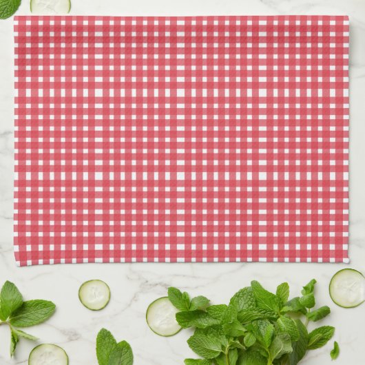 Red White Gingham Pattern Theedoek (Gevouwen)