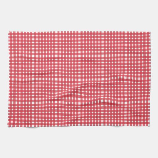 Red White Gingham Pattern Theedoek (Horizontaal)