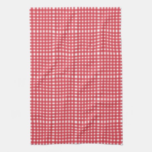 Red White Gingham Pattern Theedoek (Verticaal)