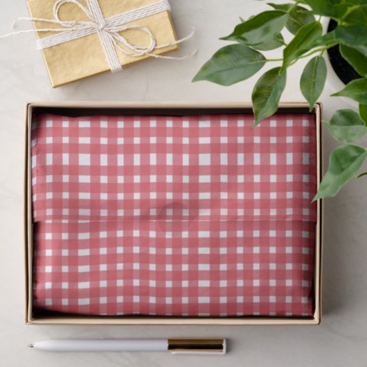Red White Gingham Pattern Tissuepapier (Geschenk)