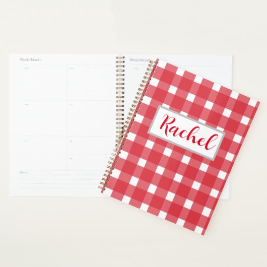 Red White Gingham Personalized Planner (Display)