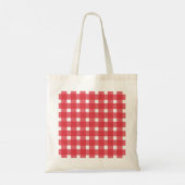 Red White Gingham Persoonlijke Canvas tas (Achterkant)