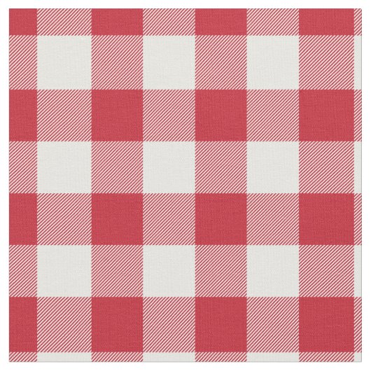 Red & White Gingham Plaid Stof (Close Up)