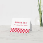 Red White Gingham Plaid Wedding Monogram Bedankkaart (Voorkant)