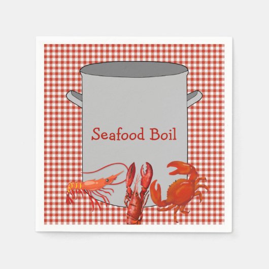 Red White Gingham Seafood Boil Servet (Voorkant)
