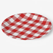 Red & White Gingham Summer Picnic Papieren Bordje (Gekanteld)