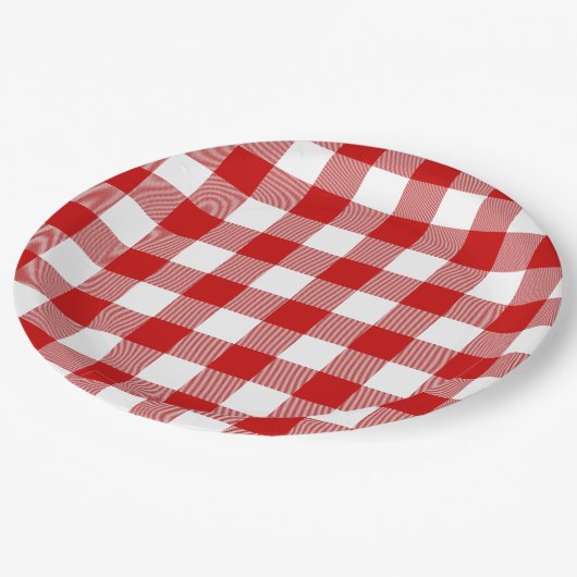 Red & White Gingham Summer Picnic Papieren Bordje (Gekanteld)