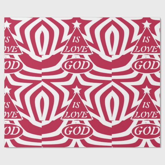 Red & White God Is Love - Christmas Scripture Star Cadeaupapier (Vlak)