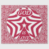 Red & White God Is Love Star Pattern Christmas Cadeaupapier (Vlak)