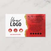 Red White Gold Agate Glitter Hartelijk dank voor u Visitekaartje (Achterkant)