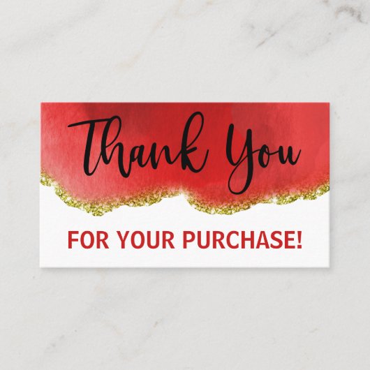 Red White Gold Agate Glitter Hartelijk dank voor u Visitekaartje (Voorkant)
