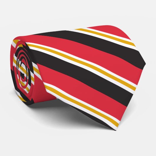 Red White Gold & Black University Stripe Stropdas (Opgerold)