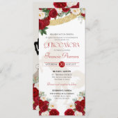 Red White Gold Blooms Papel Picado Charro Quince I Kaart (Voorkant / Achterkant)