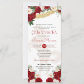 Red White Gold Blooms Papel Picado Charro Quince I Kaart (Voorkant)