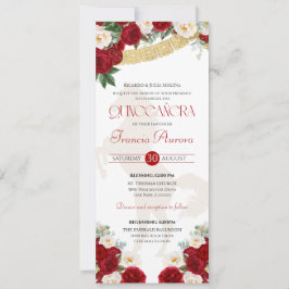 Red White Gold Blooms Papel Picado Charro Quince I Kaart