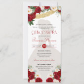 Red White Gold Blooms Papel Picado Charro Quince Kaart (Voorkant)