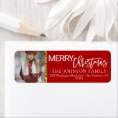 Red White Gold Christmas Voeg foto retouradres toe Etiket (Insitu)