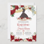 Red White Gold Elegant Floral Charro Quinceanera I Kaart (Voorkant)