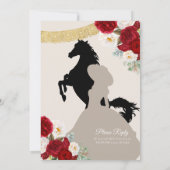 Red White Gold Elegant Floral Charro Quinceanera Kaart (Achterkant)