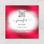 Red White Gold Floral Lijst QRCode Logo Vierkante Visitekaartje (Achterkant)