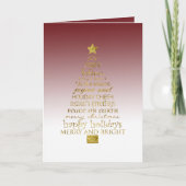 Red White Gold Inspirational Christmas Tree   Kaart (Voorkant)