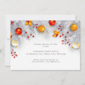 Red White Gold Ornament Corporate Kerstparty Kaart (Achterkant)