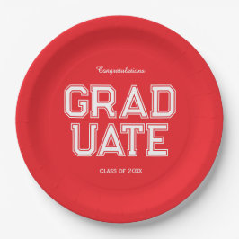 Red & White Graduation Party Customizable Papieren Bordje