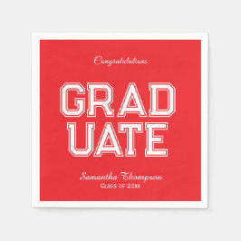 Red & White Graduation Party Napkins Customizable Servet