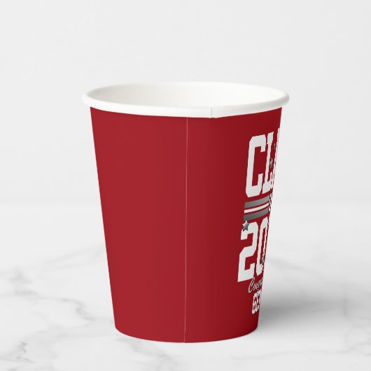 Red|White Graduing Class Year Paper Cups Papieren Bekers (Rechts)